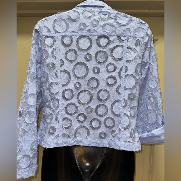Ruby Rd. Blue Circular Pattern Lightweight Jacket size 8 - Picture 9 of 13
